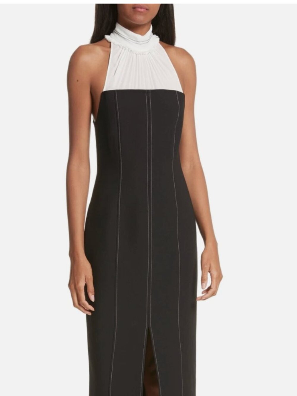 cinq a sept Noemi Black and Ivory Midi Column Dress NWT